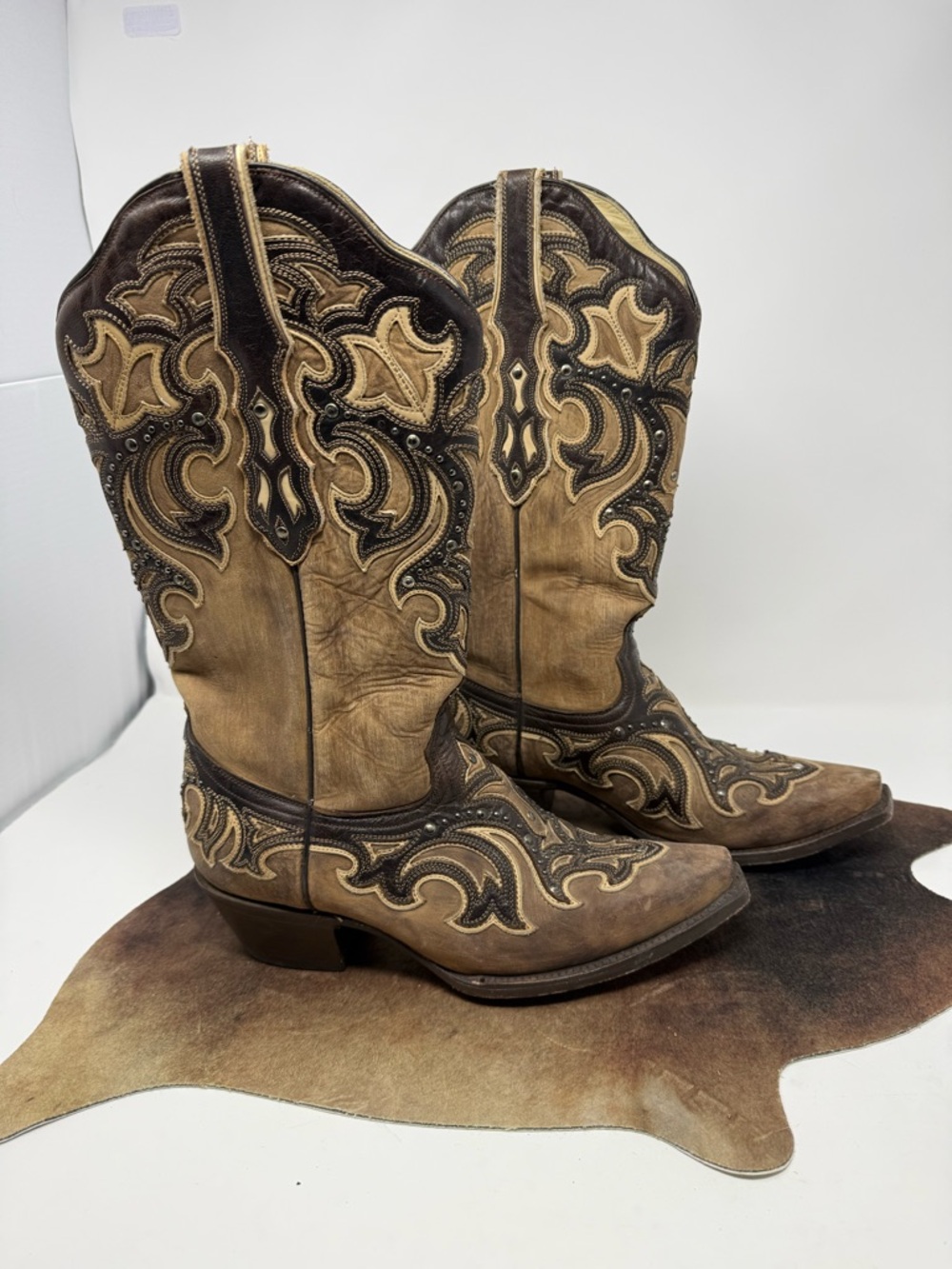 Women's Corral Boots Tan Western Embroidered Cowboy Boots Sz 8M (VTNCXE) - Picture 3 of 7
